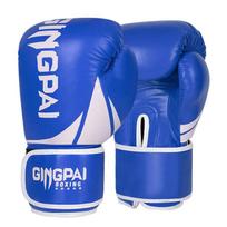 Kids Adult Boxing Gloves Punching Bag Training MMA Muay Thai Sparring PU Leather Fitness Combat Gear 6 oz mėlyna