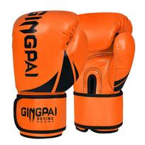 Kids Adult Boxing Gloves Punching Bag Training MMA Muay Thai Sparring PU Leather Fitness Combat Gear 10 oz fluorescencinė oranžinė spalva