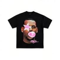 Grafinių marškinėlių kolekcija Krepšinis Y2K Rap Aukštos kokybės Sunkus marškinėlis Unisex marškinėlis L brown