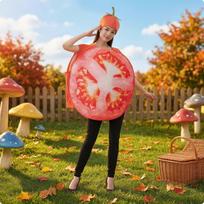 Printed Tomato Slice Costume Funny Pullover for Adults brown