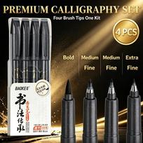 Xiaomi BAOKE 4Tips Calligraphy Pen Set for Writing, Drawing & Hand Lettering, Black Ink Brush Markers Sketching Art Supplies for Artist brown