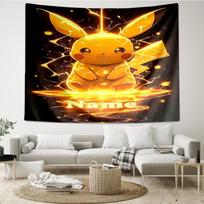 Custom Name Pokémon Print Tapestry, Backdrop, Easy Setup, Ideal for Bedroom, Office & Living Room, with Aesthetic Wall Hanging Decor. 130cmx150cm