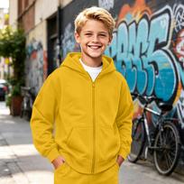 Kids Zip-Up Hoodie Sports Sweatshirt Jacket for Boys and Girls Casual Outdoor Wear 150 geltona