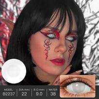 22MM Blind White Sclera Kontaktiniai lęšiai Crazy Yellowish Helovino kontaktiniai lęšiai Visi balti tinkleliai Cosplay Eye Contacts Full Eye 22MM baltos blizgesio spalvos