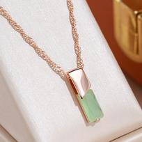 Mist Green Zircon Gold Plated Pendant Elegant Women Necklace Party Wedding Jewelry AVE brown