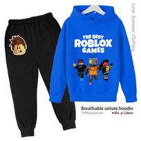 Roblox Berniukų Džemperis Sportinis Kostiumas Amžius 4-14 HD Spaudas Ruduo Naujienos Lytis Plonas Vilnos Džemperio Rinkinys Kasdienis Unisex Sportinis Kostiumas Poliesteris 140 black