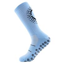Thickened Towel-soled Thigh-high Socks, Sports Football Leg Protectors, Anti-slip Rubber, Breathable Socks for Mountain Climbing and Running 1 pair šviesiai mėlyna spalva