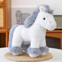 Naujas mažas baltas arkliukas pliušinis žaislas lėlė miela simuliacinė ponio lėlė vaikų gimtadienio dovana 35cm gray