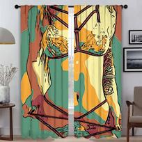 Abstract Sexy Girl Blackout Curtains 2 Pieces Curtains for Living Room Curtain Halloween Decoration Tulle for Bedroom Blinds W50xH70cmx2pcs-CL orange