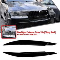 Car Headlights Eyebrows Eyelids Decor Lamp Trim For BMW X6 E71 2008-2014 Black black