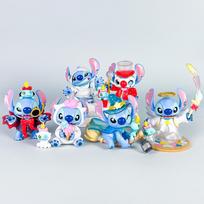 6Pcs Stitch Funny Diary Anime Figure Stich Dolls Toys Desktop Ornaments For Birthday Gifts gray