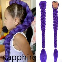 26 colių Ypač ilgas sintetinis violetinis pintas perukas Blizgantis metalinis Vaikų Kalėdų kostiumo plaukų priedas Rumi kolekcija 26inches black