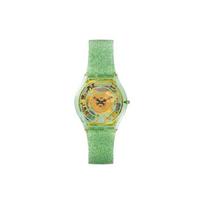 Swatch Quartz Movement 30M Water Resistant Watch 34Mm Hollow Dial Plastic Case Silicone Strap Unisex watches SFG106 Emerald Green beige