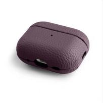 Melkco Karvės Odos Originalios Odos Ausinių Dėklas AirPods Pro 3 ir AirPods 4 3 2 1 Dėkliukams su Mikropluošto Vidine Dangteliu + Pakuotės Dėžutė for AirPodsPro2 violetinė