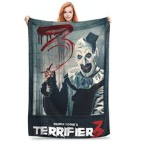 Flannel Throw Blanket Terrifier 2 Movie Art The Clown Warm Plush Blankets Soft Bedding for Bed Living room Home Picnic Couch Size: 75*100cm, Weight: 280 GSM gray