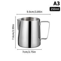 150/250/350/600 ml pieno ąsotėliai su lazeriniu masteliu Madingas nerūdijančio plieno Retro Pieno Amatas Pieno putojimo ąsotėlis Kavos puodelis A3