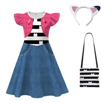 Children's Halloween Gabby Dress Up Baby Girls Gabbys Dollhouse Costume Kids Pajamas Set Long Sleeve T Shirt Pants Party Outfits 130cm pink