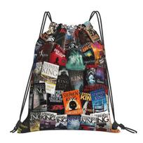 Stephen King Book Covers, Horror Bookworm Backpacks Casual Drawstring Bags Sundries Bag Book Bags for Travel School One Size black