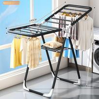 Foldable Wing‑shaped Stainless Steel Clothes Drying Rack Household Simple Laundry Hanger For Balcony Baby Garments AH03H-Wing profile1.4Rice gray
