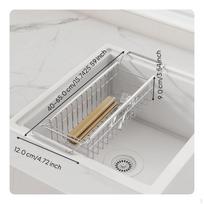 Expandable Dish Drying Rack, 304 Stainless Steel, Over Sink Organizer, Rustproof Small Deep Basket Small Deep Basket gray