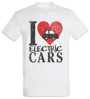I Love Electric Cars T-Shirt BEV EV Vehicle Go Green Energy Fun Car Emissions- XL white