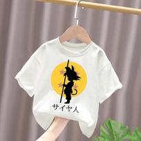 Dragon Ball Kid Goku on Flying Nimbus Kids Cotton T-Shirt, Boys Girls Casual Tee, Cute Anime Print Summer Tops for Fans 130 white