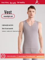 Vokiškas vilnos terminis šilko-kašmyro liemenė - Unisex, Besiūlė, Su pūkeliu, Šilta rudeniui ir žiemai XXL [Weight 150-175 lbs] gray