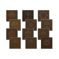 12 vnt. 15x15 cm 3D retro spaudos plytelių lipdukai PE sustiprinta putplasčio vandeniui atspari lipni meno plytelių lipdukas virtuvei ir vonios kambariui 15x15cm black