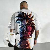 Anime Dragon Ball Son Goku Super Saiyan O-neck Cotton Manga Graphic Print T-shirt Men Women Streetwear Harajuku Fashion Loose Casual Oversized Top XL geltona