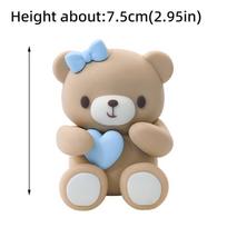 New 3D Bear Cake Topper Baby Shower Bear Decoration Boy Girl Happy 1st Birthday Party Cake Decor Gender Reveals Party Supplies 1 PC