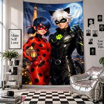 Wall TapestryMiraculous Ladybug Art Hanging Cloth Decorative Background Cover for Room Decoration 100cmx150cm
