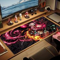 Tanjiro Nezuko Kamado Color Mouse Pad Large Gaming Table Cushion Non-slip Laptop Tablet Big Mousepad XXL Mat Mini PC Playmat With Lock edge 50cmx100cm(19.6x39.4inch)