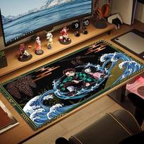 Tanjiro Nezuko Kamado Color Mouse Pad Large Gaming Table Cushion Non-slip Laptop Tablet Big Mousepad XXL Mat Mini PC Playmat With Lock edge 50cmx100cm(19.6x39.4inch)