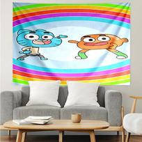 The-Amazing-World-of-Gumball Print Tapestry, Backdrop, Easy Setup, Ideal for Bedroom, Office & Living Room, with Aesthetic Wall Hanging Decor. 100cmx150cm blue