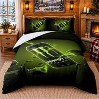 Monster Energy Pattern Bedding 3Pcs Set Bed Sheet And Pillowcases For Indoor Bedroom 135cmx200cm