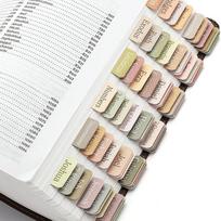 75 Laminuoti Biblijos rodyklės skirtukai, Boho dizainas 5 sheets, 75 tabs beige
