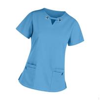 Moteriški Scrub Top Moteriški marškinėliai Slaugytojo darbo drabužiai SPA Light Blue L gray