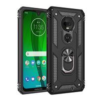 „Motorola Moto G7 Power“ dėklas, atsparus smūgiams, šarvuotas automobilio magnetinis metalinis žiedinis stovas telefono dėklui, „Moto G6 G7 Play G7 Plus“ galiniam dangteliui For Moto G6 Play juoda