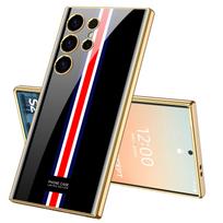 Skirtas „Samsung Galaxy S24 S23 Ultra Plus“ dėklui Prabangus galvanizuotas dažytas raštas Blizgus stiklas, atsparus smūgiams kieto dangčio priedai for Galasy S24 Ultra&case only(no pen) gray