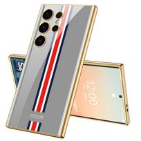 Skirtas „Samsung Galaxy S24 S23 Ultra Plus“ dėklui Prabangus galvanizuotas dažytas raštas Blizgus stiklas, atsparus smūgiams kieto dangčio priedai for Galasy S24 Plus&case only(no pen) gray