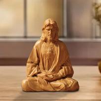 Heart of Jesus Figurine Resin Art Collectible Statue Decorative Home Decor for Interior Decoration Bedroom Shelf 15 cm brown