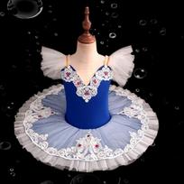 Little Swan Children's Ballet Tutu Tulle Puffy Skirt Girls Performance Costume 120 tamsiai mėlyna spalva