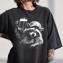 Meškėno alaus marškinėliai, Juokingi šiukšlių pandos grafiniai marškinėliai, Comfort Colors unisex marškinėliai M gray