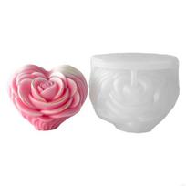 Rose Flower Heart Shaped Silicone Mould for Epoxy Resin Making Soap white