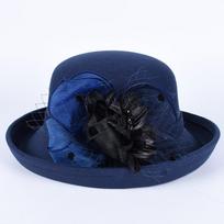 Elegantiški Moteriški Skrybėlės Mada Žieminis Bowler Fedora Moteriškas Vilnonis Apvalus Skrybėlė Ruduo Vintage Šventinis Fedoras Bažnyčios Veltinio Aukštas Skrybėlė About 56-58cm tamsiai mėlyna