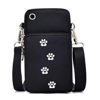Dog Cat Paw Graphic Women's Mobile Phone Bag Harajuku Cartoon Female Handbag Animal Paw Lovers Small Crossbody Bags Mini Purse black