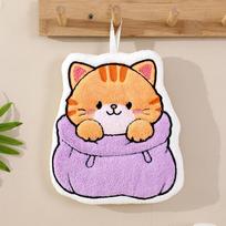 Cross-Border Adorable Animal Hand Towel - Thick, Odor-Free for Kitchen & Bathroom, Children's Souvenir. beige