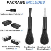 Type-C Dust Plug Cover USB C Port Cover Cap Charging Port Cleaner with Cleaning Kits for IPhone 17 15 16 Series, Samsung Galaxy black