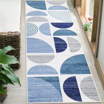 Minimalistinis geometrinis koridoriaus kilimas - Neslystantis skalbiamas virtuvės takelis, pusapvalė juostuota grindų danga viduramžių namų dekoravimui 50X150cm-Felt