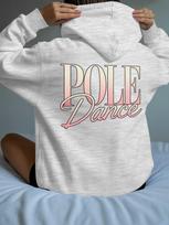 Steel pole dance women's casual hoodie with printed back, fashionable trend hoodie, autumn and winter casual hoodie XL gray